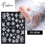 5D Acrylic Flowers Stickers Nails Art Supplies Gradient Pink White Floral Lace Nail Slider Summer