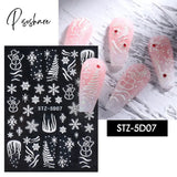 5D Acrylic Flowers Stickers Nails Art Supplies Gradient Pink White Floral Lace Nail Slider Summer