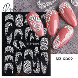 5D Acrylic Flowers Stickers Nails Art Supplies Gradient Pink White Floral Lace Nail Slider Summer