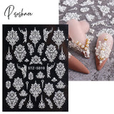 5D Acrylic Flowers Stickers Nails Art Supplies Gradient Pink White Floral Lace Nail Slider Summer