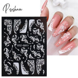 5D Acrylic Flowers Stickers Nails Art Supplies Gradient Pink White Floral Lace Nail Slider Summer