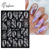 5D Acrylic Flowers Stickers Nails Art Supplies Gradient Pink White Floral Lace Nail Slider Summer