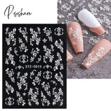 5D Acrylic Flowers Stickers Nails Art Supplies Gradient Pink White Floral Lace Nail Slider Summer