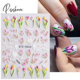 5D Acrylic Flowers Stickers Nails Art Supplies Gradient Pink White Floral Lace Nail Slider Summer