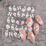 5D Acrylic Flowers Stickers Nails Art Supplies Gradient Pink White Floral Lace Nail Slider Summer