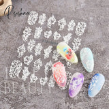 5D Acrylic Flowers Stickers Nails Art Supplies Gradient Pink White Floral Lace Nail Slider Summer