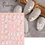 5D Acrylic Flowers Stickers Nails Art Supplies Gradient Pink White Floral Lace Nail Slider Summer