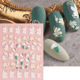 5D Acrylic Flowers Stickers Nails Art Supplies Gradient Pink White Floral Lace Nail Slider Summer