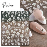 5D Acrylic Flowers Stickers Nails Art Supplies Gradient Pink White Floral Lace Nail Slider Summer