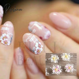 5D Acrylic Flowers Stickers Nails Art Supplies Gradient Pink White Floral Lace Nail Slider Summer