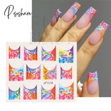 5D Acrylic Flowers Stickers Nails Art Supplies Gradient Pink White Floral Lace Nail Slider Summer