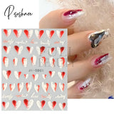 5D Acrylic Flowers Stickers Nails Art Supplies Gradient Pink White Floral Lace Nail Slider Summer