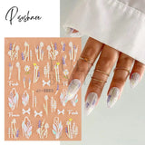 5D Acrylic Flowers Stickers Nails Art Supplies Gradient Pink White Floral Lace Nail Slider Summer