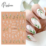 5D Acrylic Flowers Stickers Nails Art Supplies Gradient Pink White Floral Lace Nail Slider Summer