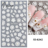 5D Acrylic Flowers Stickers Nails Art Supplies Gradient Pink White Floral Lace Nail Slider Summer