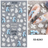 5D Acrylic Flowers Stickers Nails Art Supplies Gradient Pink White Floral Lace Nail Slider Summer