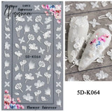 5D Acrylic Flowers Stickers Nails Art Supplies Gradient Pink White Floral Lace Nail Slider Summer