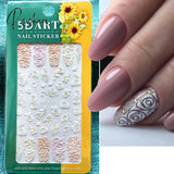 5D Acrylic Flowers Stickers Nails Art Supplies Gradient Pink White Floral Lace Nail Slider Summer