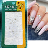 5D Acrylic Flowers Stickers Nails Art Supplies Gradient Pink White Floral Lace Nail Slider Summer