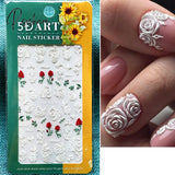 5D Acrylic Flowers Stickers Nails Art Supplies Gradient Pink White Floral Lace Nail Slider Summer