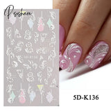 5D Acrylic Flowers Stickers Nails Art Supplies Gradient Pink White Floral Lace Nail Slider Summer