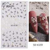 5D Acrylic Flowers Stickers Nails Art Supplies Gradient Pink White Floral Lace Nail Slider Summer