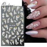 5D Acrylic Flowers Stickers Nails Art Supplies Gradient Pink White Floral Lace Nail Slider Summer