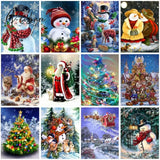 5D Diy Full Round Diamond Painting Santa Snowman Dog Embroidery Christmas Tree Picture Of