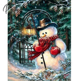 5D Diy Full Round Diamond Painting Santa Snowman Dog Embroidery Christmas Tree Picture Of