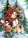 5D Diy Full Round Diamond Painting Santa Snowman Dog Embroidery Christmas Tree Picture Of
