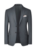 2-Piece Classic Fit Men's Solid Color Single-Breasted Suit Set - Formal Business Wear with Jacket and Trousers Ensemble, Light-Weight Fabric, Versatile Style for Wedding, Interview, and Office Events - Easy Care and Comfortab