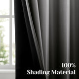 2-Pack Contemporary Gradient Gray to Black 100% Blackout Curtains with 3D Digital Print - Noise Reduction, Thermal Insulated, Privacy Eyelet Drapes for Living Room and Bedroom, All-Season Woven Polyester Panels with Grommet T