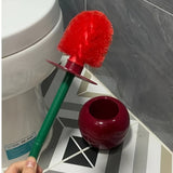 [14.9" Long Cherry-Shaped Brush Set] 1pc Cherry-Shaped Toilet Brush Set with Green Handle - Durable ABS Plastic, Red Bathroom Cleaning Brush with Holder, 14.9" Long, Lightweight Design