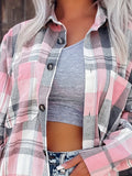 Trendy Womens Plaid Print Long Sleeve Shirt - Polo Collar Button Down with Pockets - Ideal for Spring & Fall Wardrobe