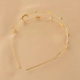 New Korean Style Copper Alloy Headband With Metal Stars And Moon, ideal choice for gifts