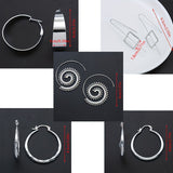 Silvery Big Textured Hoop Earrings Women's Jewelry Silver Plated Female Accessories 1Pair