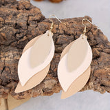 3-layer Leaf Design Retro Dangle Earrings PU Leather Exquisite Gift For Women Daily Casual