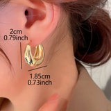 Glossy Chunky Shaped Hoop Earrings Copper Jewelry Vintage Elegant Style Female Geometric Ear Buckles