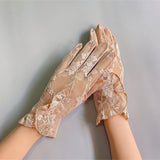 [Lace Gloves] Thin Lace Women's Elegant Gloves - Breathable Touch Screen Sunscreen Short Driving Gloves