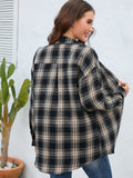 Chic & Elegant Women's Plaid Lapel Shirt - Easy-Care, Durable Casual Wear for Spring/Fall, Perfect for Every Occasion