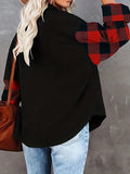 Women's Plaid Print Shirt - Casual Long Sleeve Button Front Splicing Design, Comfortable Relaxed Fit, Versatile Daily Wear