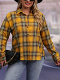 Stylish Plus Size Plaid Print Collared Shirt - Women's Plus Size Blouses - Long Sleeve, Button Front, Casual, Comfortable, Relaxed Fit Clothing for Curvy Women