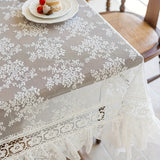 Handcrafted Floral Lace Polyester Tablecloth, Square French Vintage Lace Edge Design for Dining, Coffee Table & Party Decor - 1pc White Table Linen Suitable for Home and Restaurant