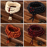 1/2pcs 108 Beads 8mm/0.31'' Sandalwood Buddhist Wood Prayer Beaded Knot Black Ebony Bracelets Bangles For Men, Father's Day Gift