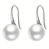 Elegant Faux Pearl Decor Hoop Earrings Elegant Japanese/ Korean Style Silver Plated Jewelry Banquet Party Ornaments