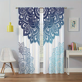 2pcs Bohemian Blue Mandala Print Curtains, Rod Pocket Decorative Window Drapes, Window Treatments For Bedroom Living Room, Home Decoration, Room Decoration