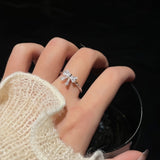 Elegant Adjustable Bowknot Ring for Women - Sparkling Rhinestone Detail, Alloy, Perfect Gift for Her, Ideal for Daily Wear or Special Occasions, Special Occasion Ring|Luxurious Feel|Open Band Ring