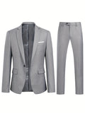 Impeccable Mens 2-Piece Suit Set - One-Button Jacket & Dress Pants - Perfect for Wedding, Business Dinner & Party - Stylish, Tailored Fit - Premium Quality - Groom, Groomsmen, Professional Choice