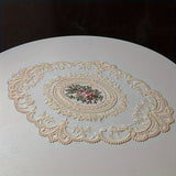 Vintage-Inspired Handmade Crochet Round Tablecloth with Elegant Hollow-Out Design for Home and Living Room Decor