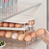 Automatic Double-Layer Fresh Egg Keeper, 12-14 Eggs Sliding Egg Storage Container - Hinged Design, Plastic Material, Non-Contact with Food - Refrigerator Space Saver Egg Rack for Kitchen